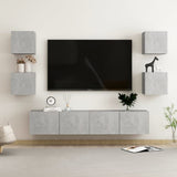 6 Piece TV Cabinet Set Concrete Grey Engineered Wood 3079082