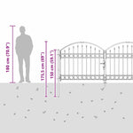 Fence gate with Lock Grey 300 x 125 cm Steel 42008934