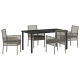 Garden Dining Set with Cushion 5 pcs Grey Poly Rattan 3379880