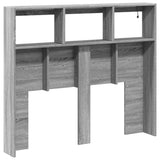 Headboard Cabinet with LED Grey Sonoma 120x17x102 cm 839194