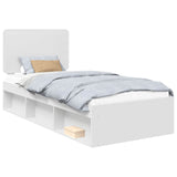 Bed Frame with Headboard White 90 x 200 cm Solid Pine Wood 3412533