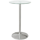 High Top Bar Table, Round Kitchen Table with Tempered Glass Top and Steel Base, Bistro Table for 2 T3398P329457