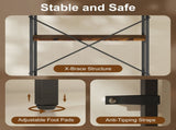 5-Tier Bookshelf, Industrial Bookcase with Metal Frame - Rustic Brown and Black T3398P423852