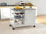 Compact Kitchen Trolley Utility Cart on Wheels with Wine Rack, Drawer, Open Shelf and Storage T3398P329550
