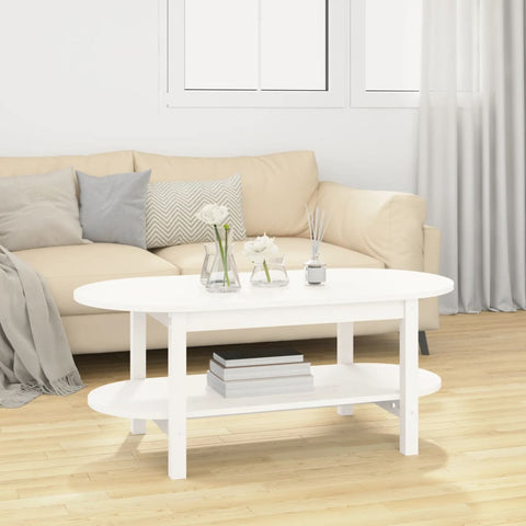 ZNTS Coffee Table White 110x55x45 cm Solid Wood Pine 822288