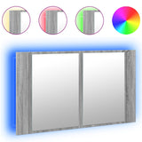 LED Bathroom Mirror Cabinet Grey Sonoma 80x12x45 cm Acrylic 834952