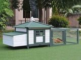 Chicken Coop, Small Animal Pet cage w/ Nesting Box, Wooden Outdoor Run, Green T3398P548004