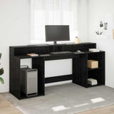 Desk with Drawer Black oak 200 x 55 x 91 cm Engineered wood 3365616