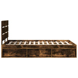 Bed Frame Smoked Oak 120 x 190 cm Solid Pine Wood 3411772