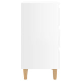 Bed Cabinet with Solid Wood Legs High Gloss White 40x35x69 cm 805899
