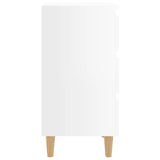 Bed Cabinet with Solid Wood Legs High Gloss White 40x35x69 cm 805899