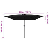 Garden Parasol Black 295 x 295 x 245 cm Polyester and Steel 42003658