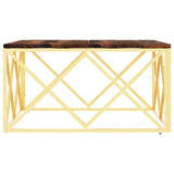 Coffee Table Gold Stainless Steel and Solid Wood Reclaimed 349974