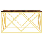 Coffee Table Gold Stainless Steel and Solid Wood Reclaimed 349974