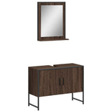 2 Piece Bathroom Cabinet Set Brown Oak Engineered Wood 3214343