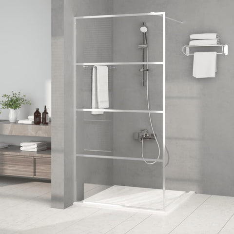Walk-in Shower Wall Silver 100x195 cm Clear ESG Glass 152137