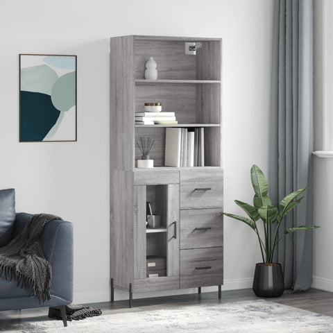 Highboard Grey Sonoma 69.5x34x180 cm Engineered Wood 3189523