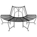 Half Round Tree Bench Ø159 cm Black Steel 318825