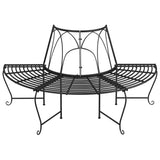 Tree Bench Set of 2 Black Steel Large Appealing Design 3095717