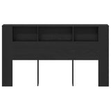 Headboard Cabinet with Shelf Black Oak 180 x 18.5 x 102.5 cm 862089