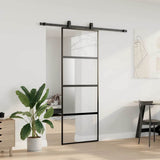 Sliding Door with Hardware Set Black 76x205 cm Tempered Glass 3375829