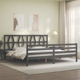 Bed Frame without Mattress Grey 200x200 cm Solid Wood 3194398