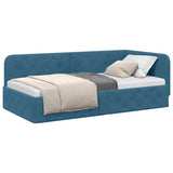 Corner Bed Frame with Headboard Blue 90 x 200 cm Velvet 42016532
