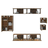 ZNTS 8 Piece TV Cabinet Set Smoked Oak Engineered Wood 3114491