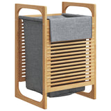 Laundry Basket with Grey Bag 32x30x36.5 cm Bamboo 373366