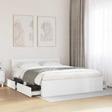 Bed Frame with Drawer 2 pcs White 150 x 200 cm Engineered Wood 3402858