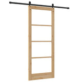 Sliding Door Natural and Black 86 x 211 cm 3332397