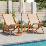 ZNTS Folding Beach Chairs 2 pcs Beige Fabric and Solid Wood 3214498