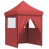 Foldable Party Tent Pop-Up with 4 Sidewalls Burgundy 4005003