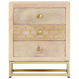 ZNTS Bedside Cabinet Gold 40x30x50 cm Solid Mango Wood 286504