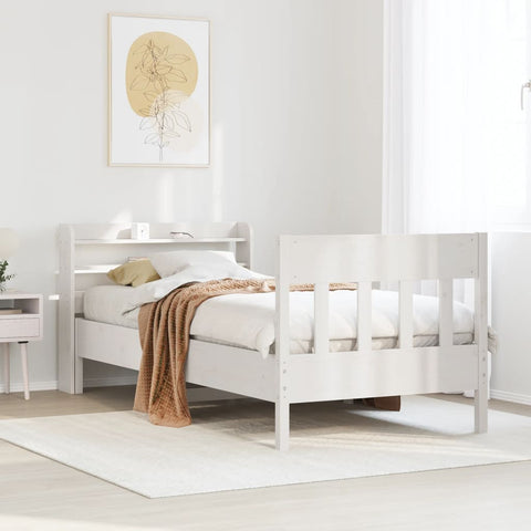 Bed Frame without Mattress White 75x190 cm Small Single Solid Wood Pine 3307030