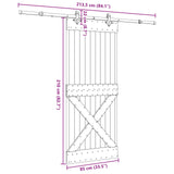 Sliding Door NARVIK Natural and Black 85 x 210 cm 3445379