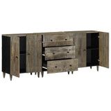 3 Piece Sideboards Light Grey 60x33.5x75 cm Solid Wood Mango 3310017