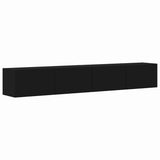 TV Wall Cabinet 2 pcs Black Engineered Wood 892232