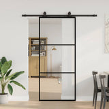 Sliding Door with Hardware Set Black 90x205 cm ESG Glass 3375782
