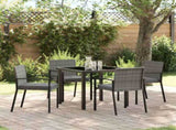 Garden Dining Set 5 pcs Grey Powder-Coated Steel 3379255