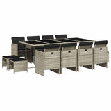 Garden Dining Set Light grey PE rattan 12-seater Foldable 3210623