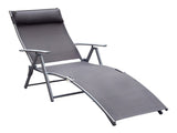 Folding Sun Lounger, Texteline Recliner Chair, 5-Level Adjustable Patio Garden, Grey T3398P315465