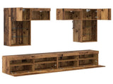 TV Wall Units Wall-mounted 6 pcs Black Oak Engineered Wood 3402788