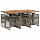 7 Piece Garden Dining Set with Cushions Grey Poly Rattan 3210734