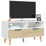 326782 TV Cabinet White and Sonoma Oak 90x40x48,5 cm Engineered Wood