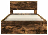 Bed Frame with Headboard Smoked Oak 90 x 190 cm Solid Pine Wood 3410658