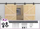 Sliding Door 2 pcs Natural and Black Solid Pine Wood 3444886