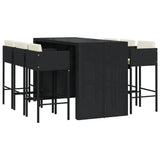 7 Piece Garden Bar Set with Cushions Black Poly Rattan 3203952