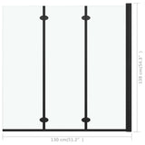 Folding Shower Enclosure 3 Panels ESG 130x138 cm Black 147191