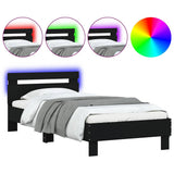 Bed Frame without Mattress with LED Lights Black 75x190 cm Small Single 838751